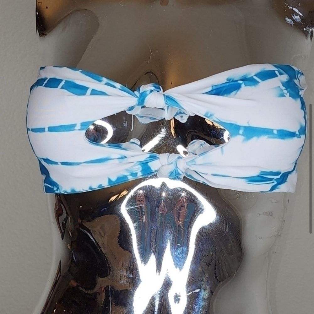 Tie dye blue and white two peice bikini